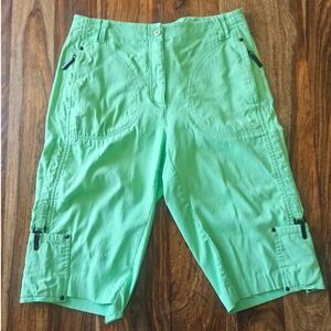 Jamie Sadock Y2K Lime Green Golf Bermuda Shorts Size 4 Cargo Pockets Zip Fly